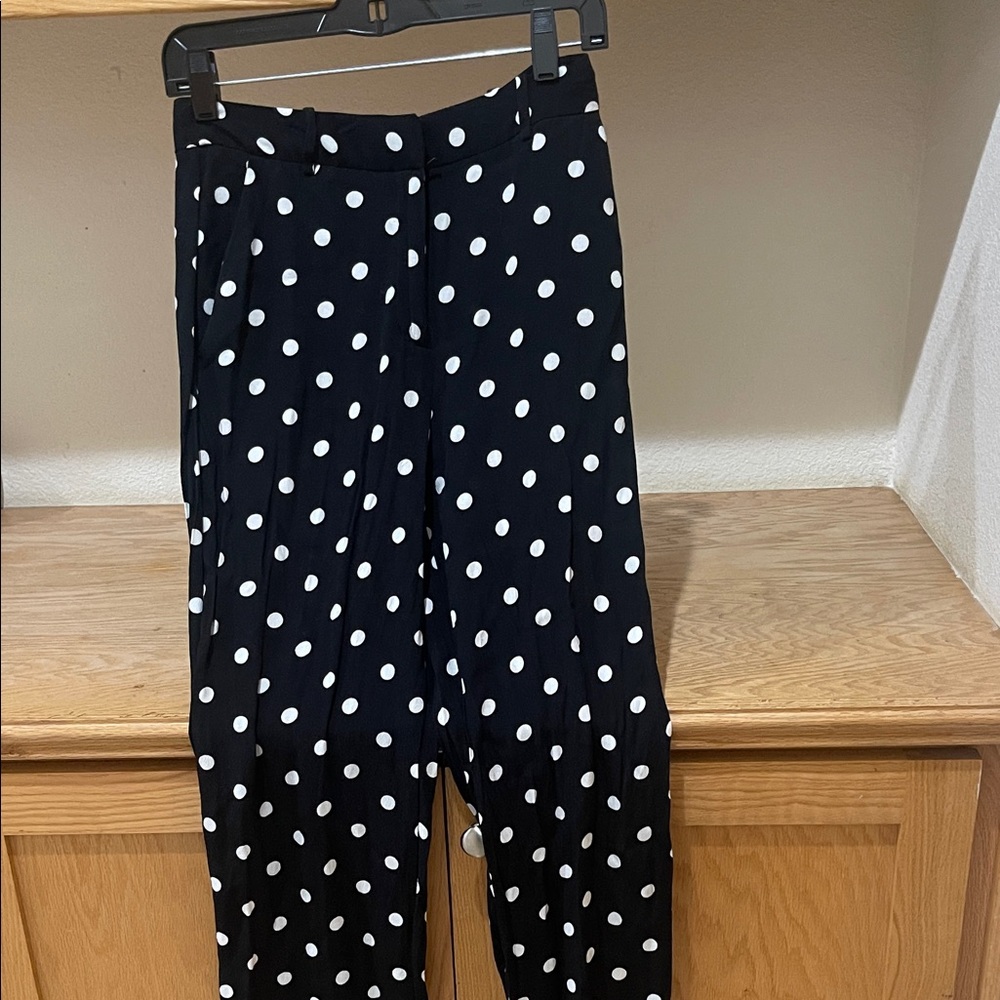 1. State Black Trousers with White Polka Dots